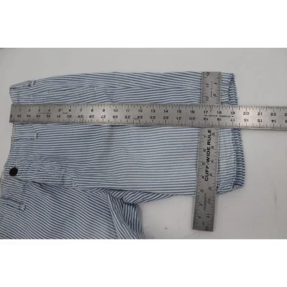 abercrombie fitch men's 30 9.5" striped white blue distressed flat front shorts - Picture 8 of 14